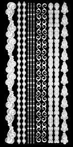 White Fancy Border Dazzles Stickers